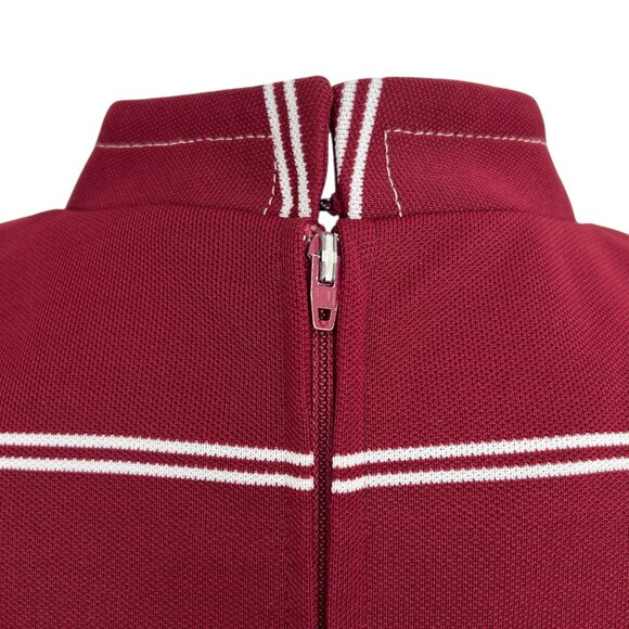 Verona Knits Vintage Sleeveless Burgundy & White Striped Mod Dress (S) - Picture 10 of 16